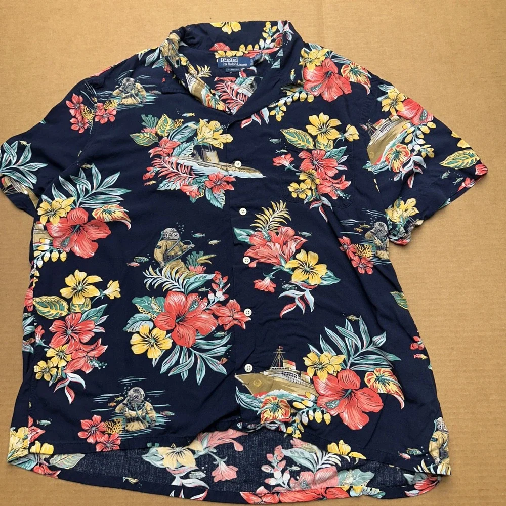 Polo Ralph Lauren Lot of 2 Clayton Hawaiian Shirts Mens Sz XL Floral Hula Aloha